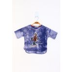 Toontoy Kız Çocuk Batik Desenli Düşük Kol Baskılı Tişört Lacivert 5 YAŞ