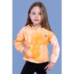 Toontoy Kız Çocuk Batik Desenli Kapüşonlu Sweatshirt Turuncu 8 YAŞ