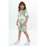Toontoy Kız Çocuk Batikli Tavşan Baskılı Şortlu Takım Yeşil 6 YAŞ