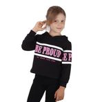 Toontoy Kız Çocuk Be Proud Baskılı Sweatshirt Siyah 7 YAŞ