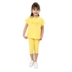 Toontoy Kız Çocuk Beautıful Baskılı Kaprili Takım Koyu Sarı 3 YAŞ