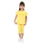 Toontoy Kız Çocuk Beautıful Baskılı Kaprili Takım Koyu Sarı 5 YAŞ