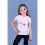 Toontoy Kız Çocuk Beautıful Today Baskılı Pul Işlemeli Tişört - 3 Yaş - Pudra