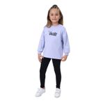 Toontoy Kız Çocuk Beauty Baskılı Taytlı Takım Mavi 4 YAŞ