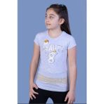 Toontoy Kız Çocuk Beauty Baskılı Tişört Gri Melanj 10 YAŞ