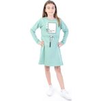 Toontoy Kız Çocuk Bel Kordon Geçişli Yazı Baskılı Elbise