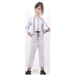 Toontoy Kız Çocuk Beli Bağçıklı Kapşonlu Tulum Gri Melanj 10 YAŞ