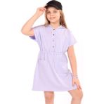 Toontoy Kız Çocuk Beli Lastikli Önü Çıtçıtlı Kapüşonlu Elbise - Mavi - 13 - 14 Yaş