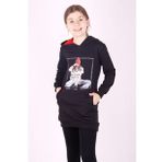 Toontoy Kız Çocuk Bereli Kız Baskılı Kapşonlu Elbise