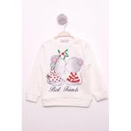 TOONTOY Kız Çocuk Best Friend Baskılı Pamuklu Sweatshirt, 2 YAŞ, 16105-, Ekru, kız-çocuk