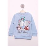 TOONTOY Kız Çocuk Best Friend Baskılı Pamuklu Sweatshirt, 2 YAŞ, 16105-, Mavi, kız-çocuk