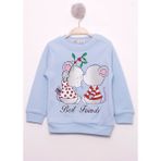 Toontoy Kız Çocuk Best Friend Baskılı Pamuklu Sweatshirt Mavi 1 YAŞ