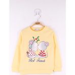 Toontoy Kız Çocuk Best Friend Baskılı Pamuklu Sweatshirt Sarı 2 YAŞ