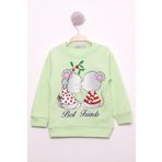 Toontoy Kız Çocuk Best Friend Baskılı Pamuklu Sweatshirt Yeşil 1 YAŞ
