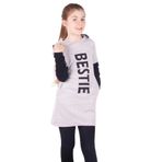 TOONTOY Kız Çocuk Bestie Baskılı Kapşonlu Elbise, 5 Yaş, 16236-, Gri Melanj, Kız Çocuklar