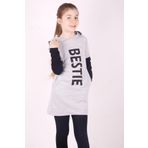Toontoy Kız Çocuk Bestie Baskılı Kapşonlu Elbise Gri Melanj 5 YAŞ