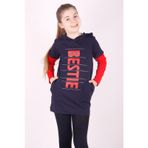 Toontoy Kız Çocuk Bestie Baskılı Kapşonlu Elbise