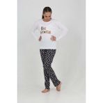 Toontoy Kız Çocuk Big Dream Baskılı Pijama Takım - Beyaz - 10 - 11 Yaş