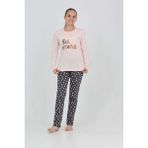 Toontoy Kız Çocuk Big Dream Baskılı Pijama Takım - Pudra - 8 - 9 Yaş