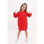 Toontoy Kız Çocuk Bisiklet Yaka Baskılı Elbise Kırmızı 5 YAŞ