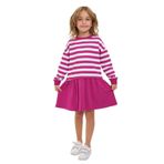 Toontoy Kız Çocuk Bisiklet Yaka Çizgili Elbise Mürdüm 7 YAŞ