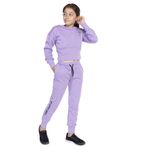 Toontoy Kız Çocuk Bisiklet Yaka Düşük Kol Crop Eşofman Takım Lila 6-7 YAŞ