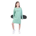 Toontoy Kız Çocuk Bisiklet Yaka Düşük Kol Yazı Baskılı Elbise Yeşil 8-9 YAŞ