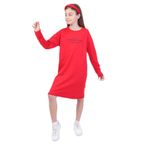 TOONTOY Kız Çocuk Bisiklet Yaka Elbise, 10-11 Yaş, 22682, Kırmızı, Kız Çocuklar