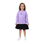 Toontoy Kız Çocuk Bisiklet Yaka Etek Volanlı Baskılı Elbise Lila 6 YAŞ