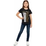 Toontoy Kız Çocuk Bisiklet Yaka Kısa Kollu Baskılı Tişört 11273 - Siyah - 12 Yaş