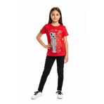 Toontoy Kız Çocuk Bisiklet Yaka Kısa Kollu Baskılı Tişört 11273