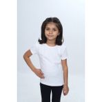 Toontoy Kız Çocuk Bisiklet Yaka Kısa Kollu Tişört 24968 - Ekru - 7 Yaş