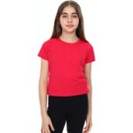 Toontoy Kız Çocuk Bisiklet Yaka Kısa Kollu Tişört - Fuşya - 6 - 7 Yaş