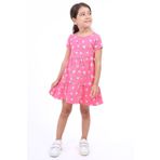 Toontoy Kız Çocuk Bisiklet Yaka Komple Çilek Baskılı Elbise Fuşya 5 YAŞ