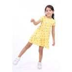 Toontoy Kız Çocuk Bisiklet Yaka Komple Çilek Baskılı Elbise Koyu Sarı 3 YAŞ