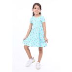 Toontoy Kız Çocuk Bisiklet Yaka Komple Çilek Baskılı Elbise Mint Yeşili 4 YAŞ