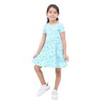Toontoy Kız Çocuk Bisiklet Yaka Komple Çilek Baskılı Elbise Mint Yeşili 6 YAŞ