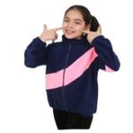 Toontoy Kız Çocuk Blok Renkli Polar Hırka Lacivert 8-9 YAŞ