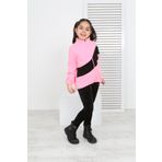 Toontoy Kız Çocuk Blok Renkli Polar Hırka Pembe 6-7 YAŞ