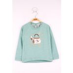 Toontoy Kız Çocuk Çanta Nakışlı Sweatshirt - 2 Yaş - Su Yeşili