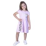 Toontoy Kız Çocuk Cebi Meow Nakışlı Taş Işlemeli Baskılı Elbise - 1 Yaş - Pembe