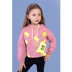 Toontoy Kız Çocuk Cep Detaylı Baskılı Sweatshirt - 4 Yaş - Gül Kurusu
