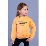 Toontoy Kız Çocuk Cep Detaylı Baskılı Sweatshirt - 6 Yaş - Turuncu