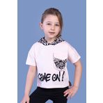 Toontoy Kız Çocuk Cep Detaylı Kapüşonlu Baskılı Tişört Pudra 8 YAŞ