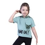Toontoy Kız Çocuk Cep Detaylı Kapüşonlu Baskılı Tişört Yeşil 7 YAŞ