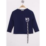 Toontoy Kız Çocuk Cep Üstü Baskılı Sweatshirt - 10 Yaş - Lacivert