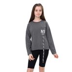 TOONTOY Kız Çocuk Cep Üstü Baskılı Sweatshirt Antrasit Melanj, 14 Yaş, 12054-, Antrasit Melanj, kız-çocuk