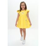 Toontoy Kız Çocuk Cepli Çiçek Baskılı Elbise Pudra 5 YAŞ