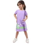 TOONTOY Kız Çocuk Cepli Şeritli Tavşan Baskılı Elbise, 5 Yaş, 22498, Lila, Kız Çocuklar