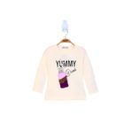 Toontoy Kız Çocuk Çevirmeli Pul Detaylı Sweatshirt Ekru 4 YAŞ